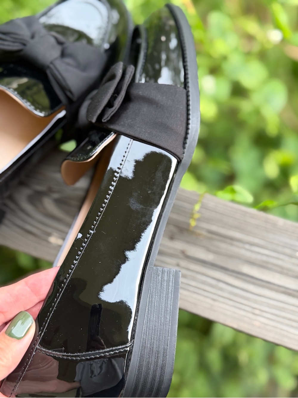 Bandolino Black Patent Loafers with Bow Accent - Picture 9 of 14